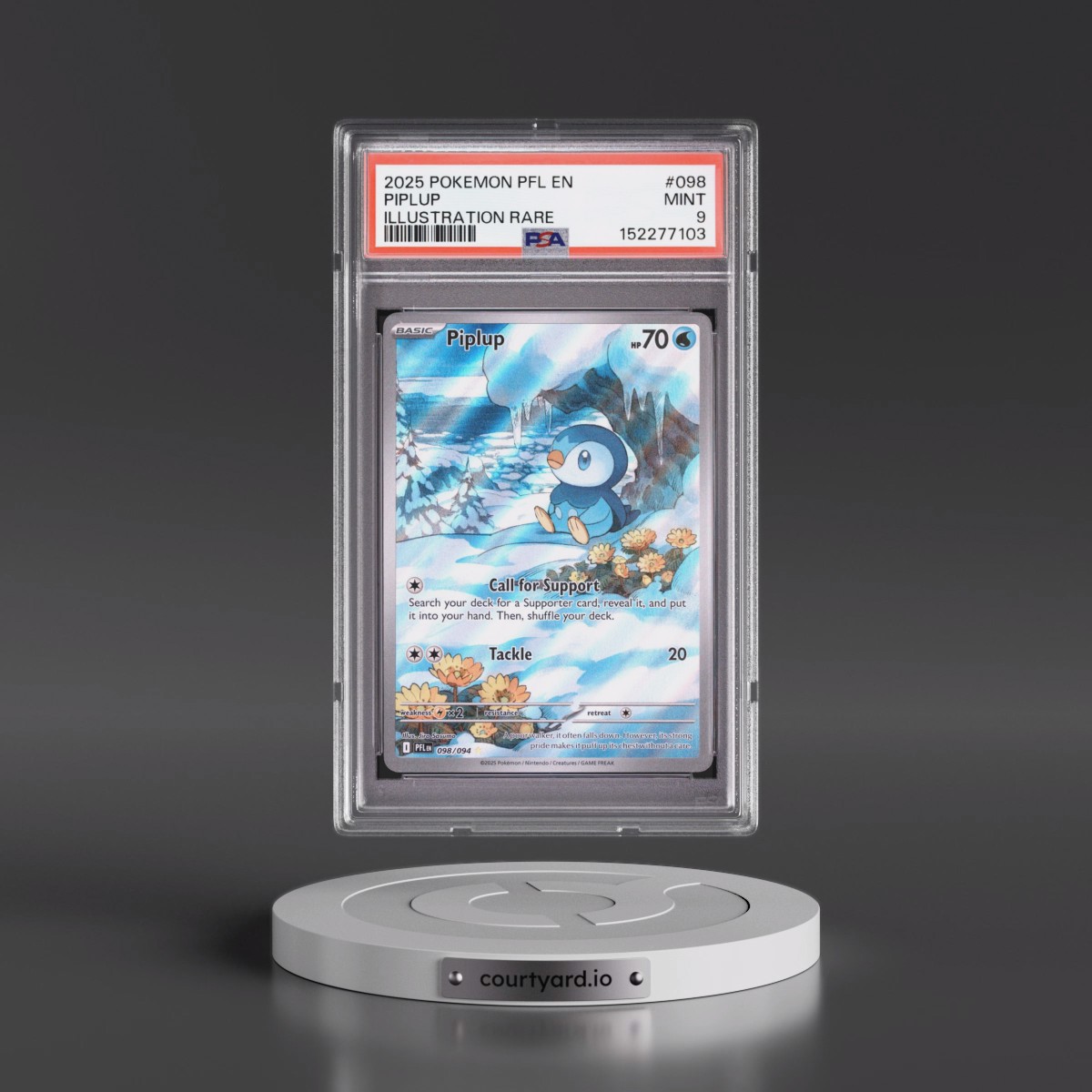 2025 Pokémon Pfl EN-Phantasmal Flames #098 Piplup - Illustration Rare (PSA 9 MINT)