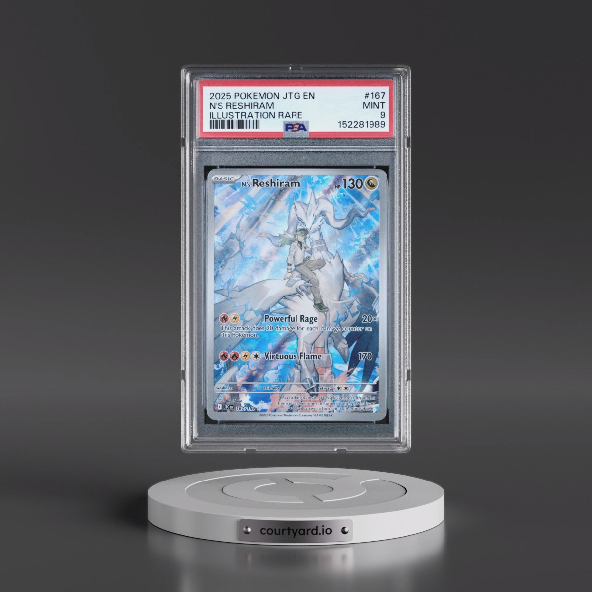 2025 Pokémon Jtg EN-Journey Together #167 N's Reshiram - Illustration Rare (PSA 9 MINT)