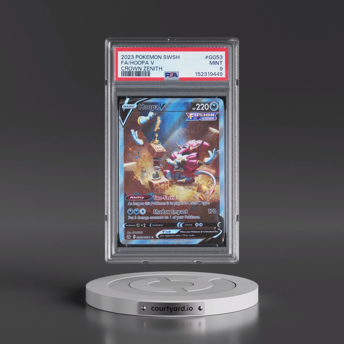 2023 Pokémon Sword and Shield Crown Zenith #GG53 Hoopa V - Holo Full Art (PSA 9 MINT)