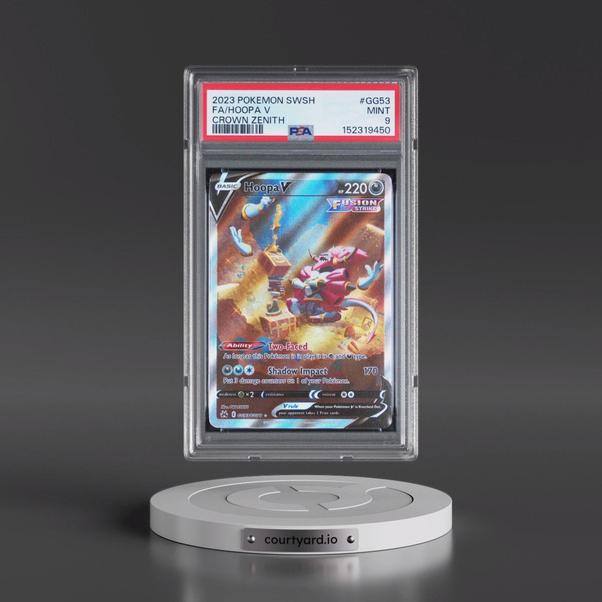 2023 Pokémon Sword and Shield Crown Zenith #GG53 Hoopa V - Holo Full Art (PSA 9 MINT)