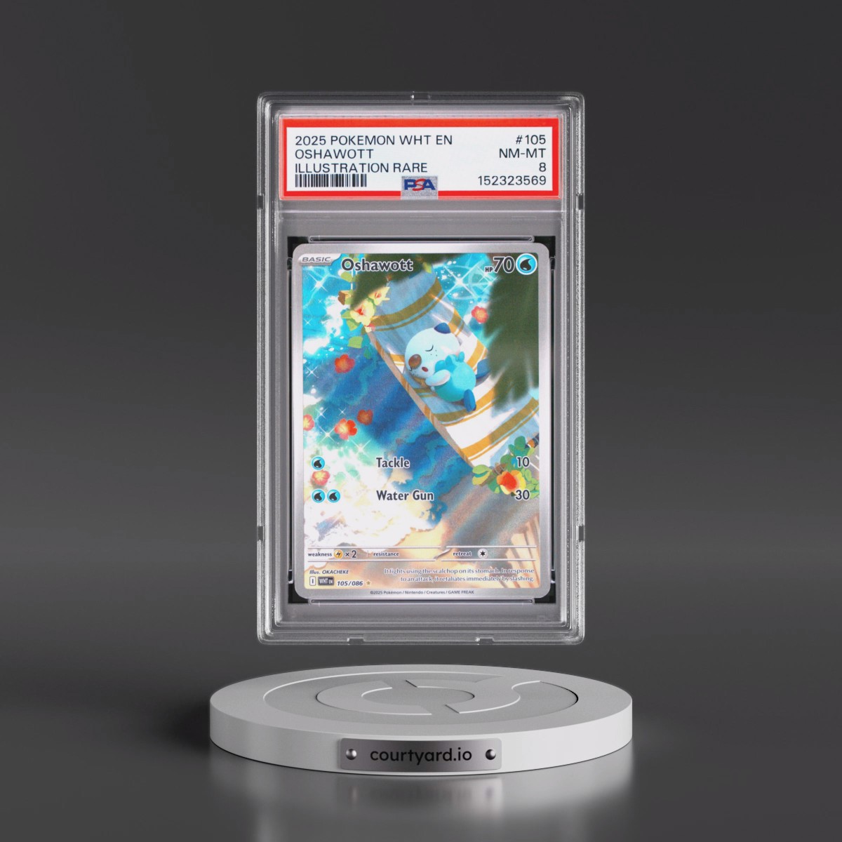 2025 Pokémon Wht EN-White Flare #105 Oshawott - Illustration Rare (PSA 8 NM-MT)