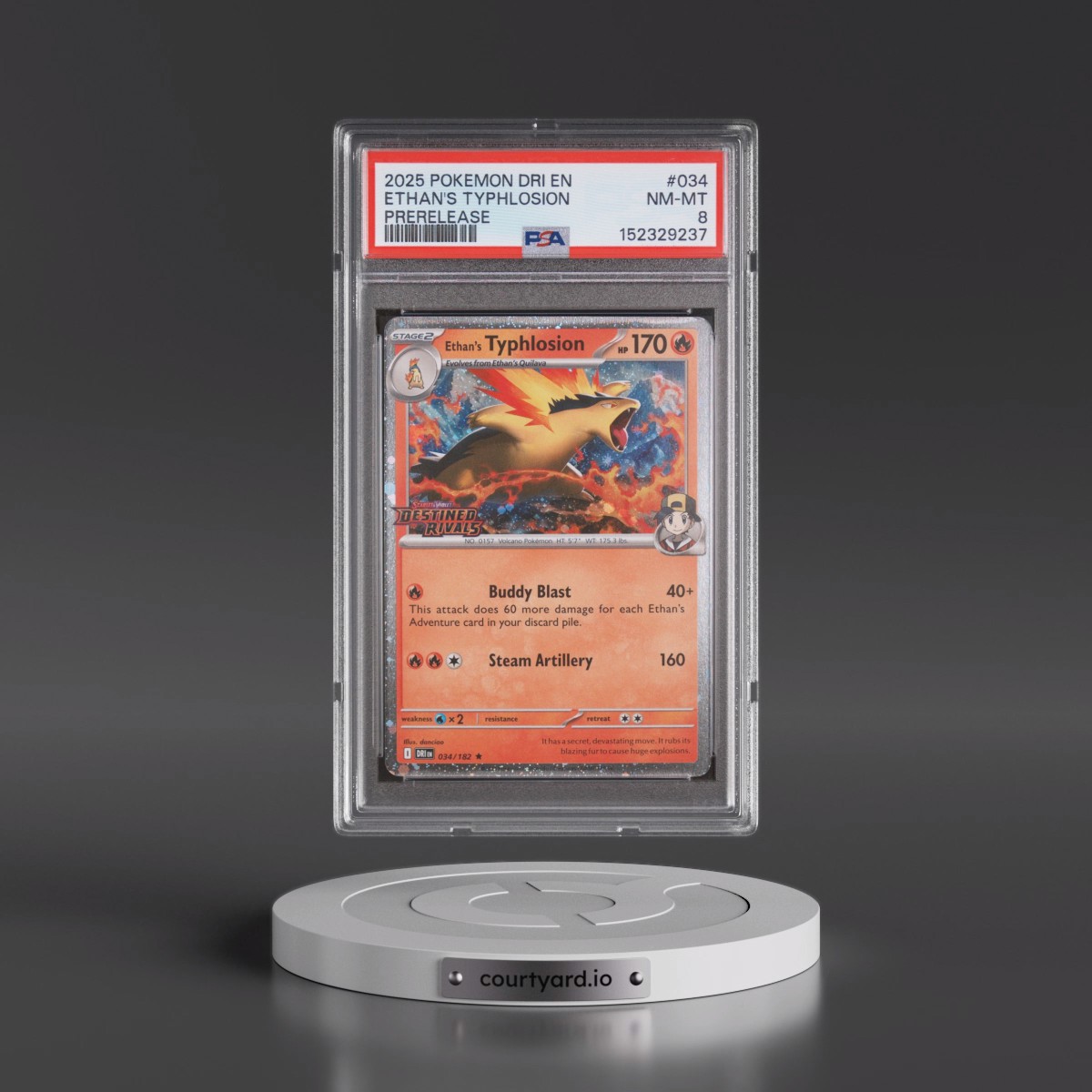 2025 Pokémon Dri EN-Destined Rivals #034 Ethan's Typhlosion - Prerelease (PSA 8 NM-MT)