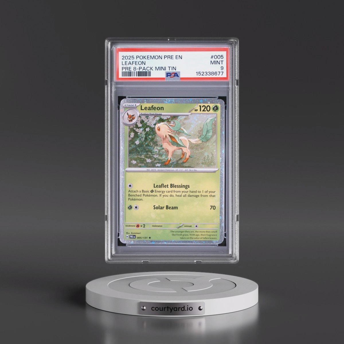 2025 Pokémon Pre EN-Prismatic Evolutions #005 Leafeon - Prismatic Evolutions 8-Pack Mini Tin (PSA 9 MINT)