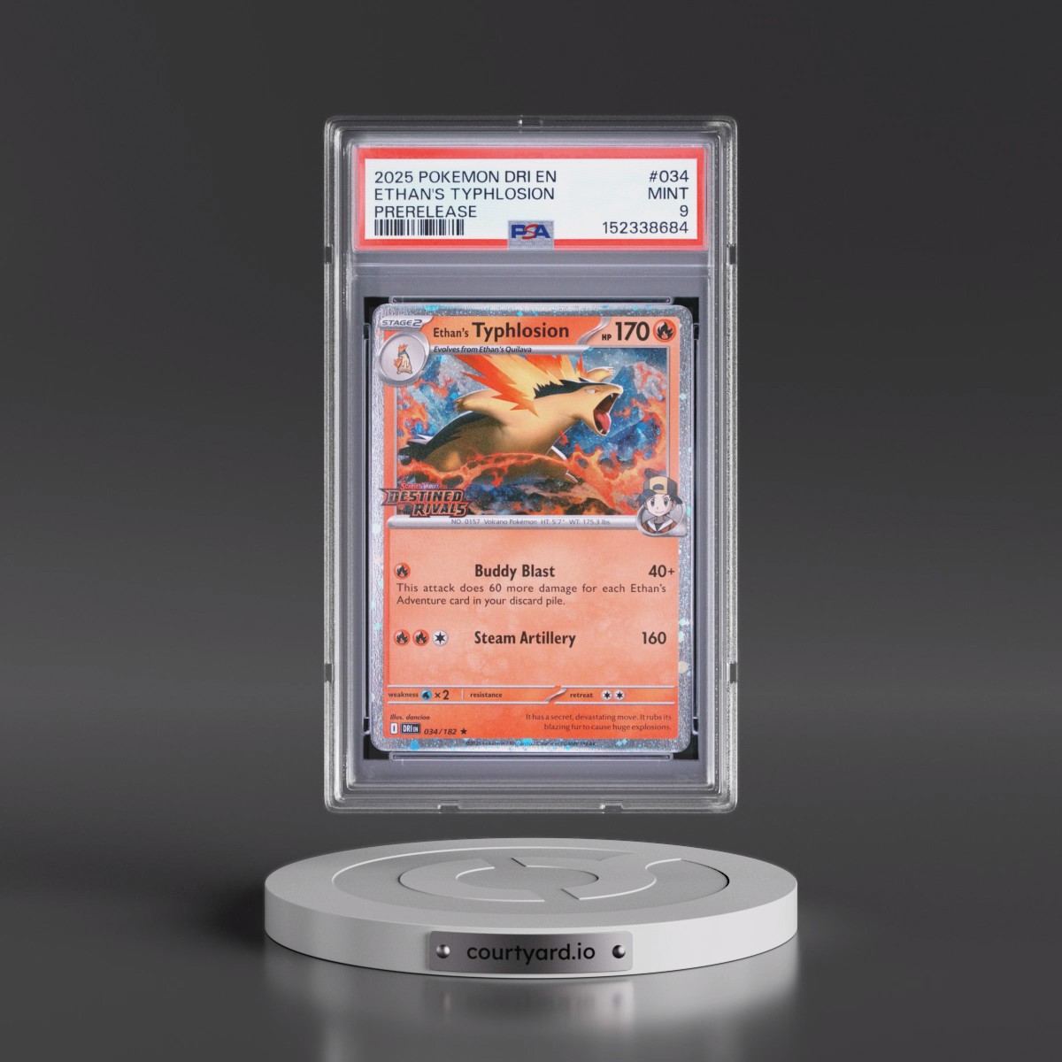 2025 Pokémon Dri EN-Destined Rivals #034 Ethan's Typhlosion - Prerelease (PSA 9 MINT)