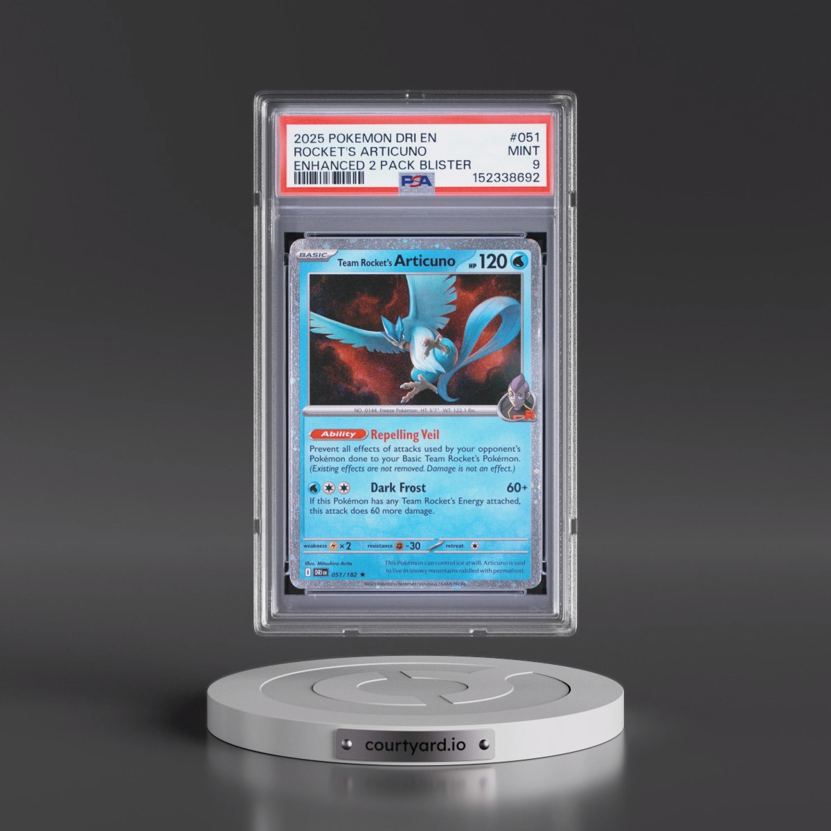 2025 Pokémon Dri EN-Destined Rivals #051 Team Rocket's Articuno - Enhanced 2 Pack Blister (PSA 9 MINT)