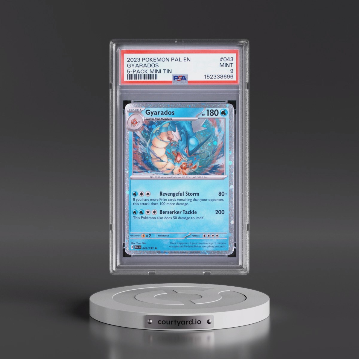 2023 Pokémon Pal EN-Paldea Evolved #043 Gyarados - 5-Pack Mini Tin (PSA 9 MINT)
