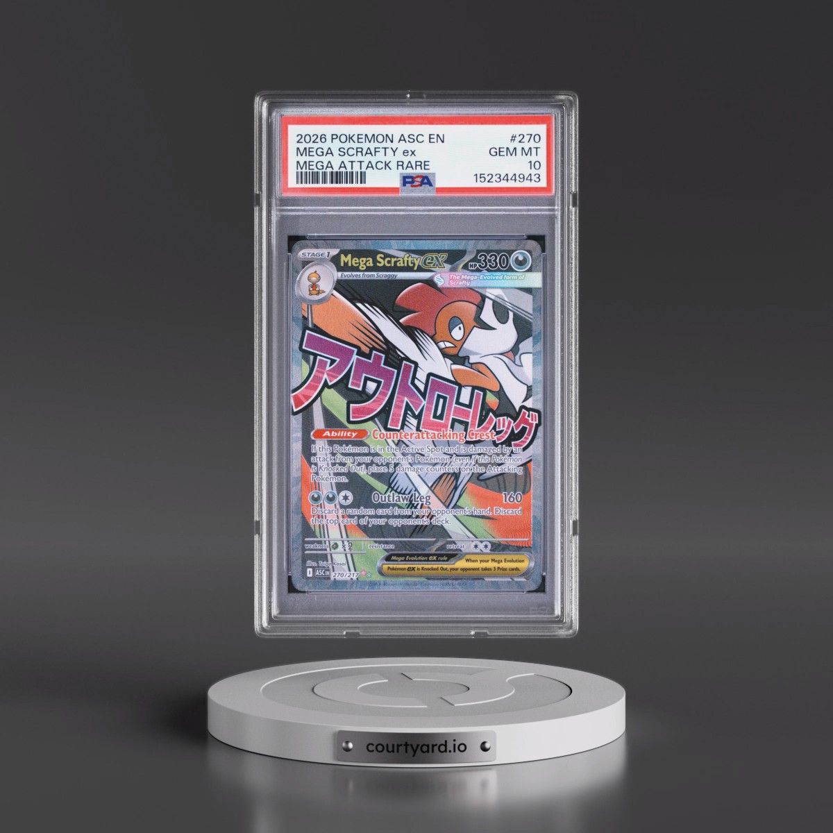 2026 Pokémon Asc EN-Ascended Heroes #270 Mega Scrafty EX - Holo Mega Attack Rare (PSA 10 GEM MINT)