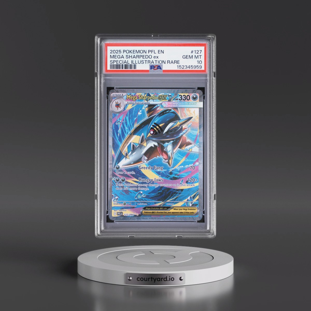 2025 Pokémon Pfl EN-Phantasmal Flames #127 Mega Sharpedo EX - Holo Special Illustration Rare (PSA 10 GEM MINT)