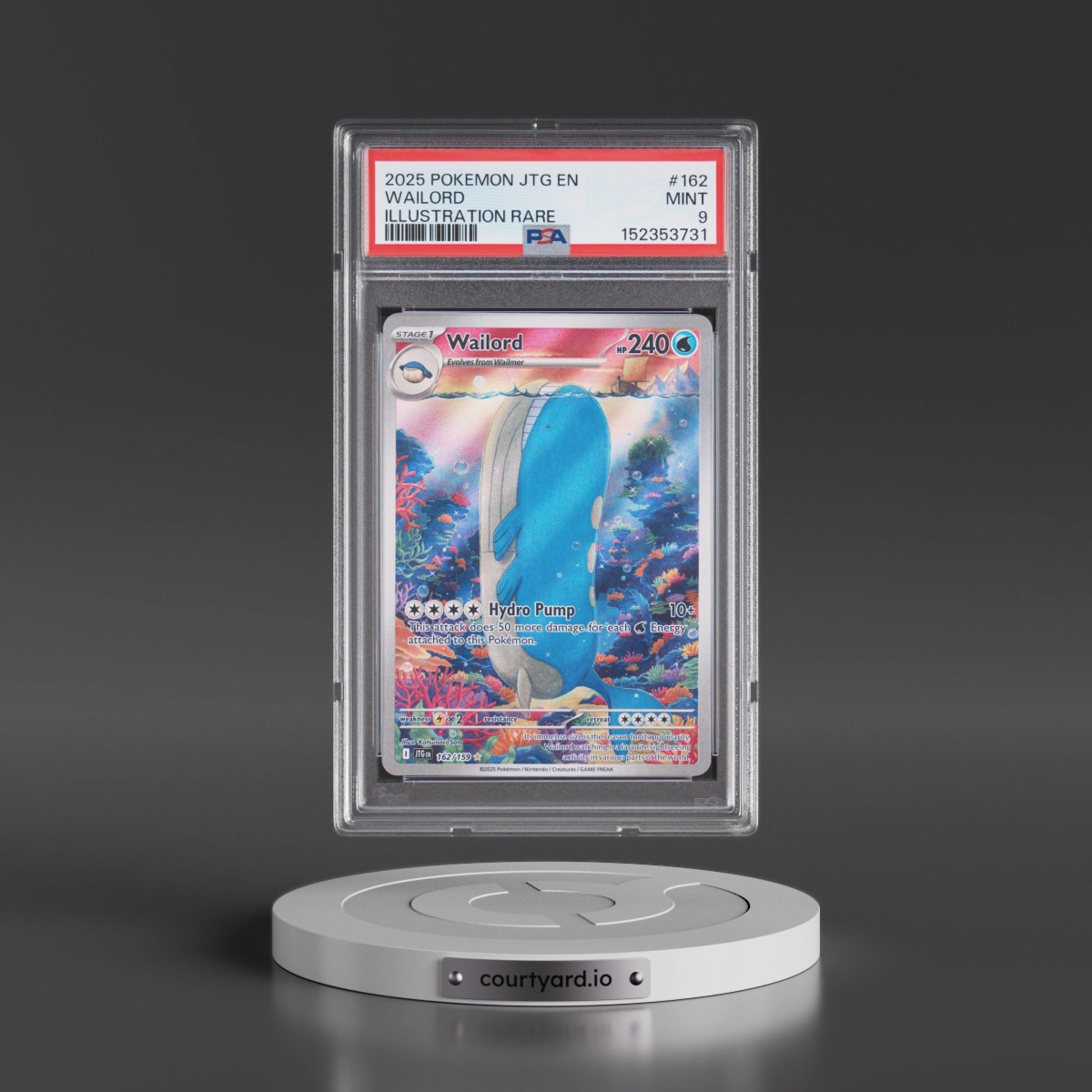 2025 Pokémon Jtg EN-Journey Together #162 Wailord - Illustration Rare (PSA 9 MINT)