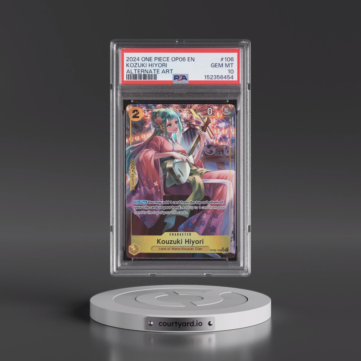 2024 One Piece OP06-Wings of the Captain #106 Kozuki Hiyori - Alternate Art (PSA 10 GEM MINT)