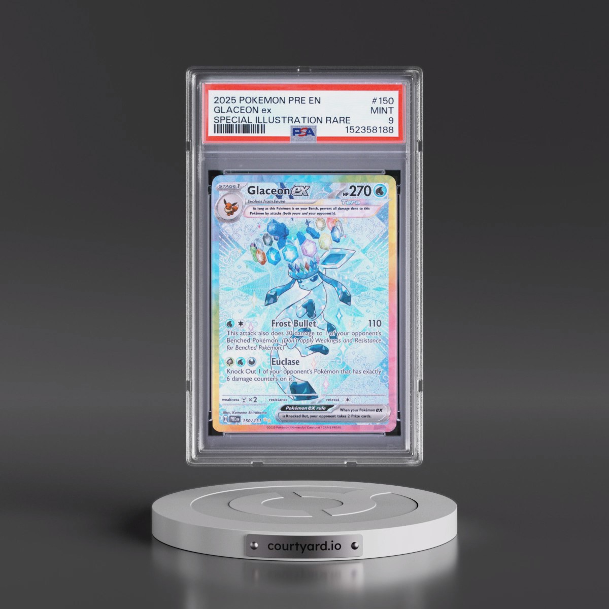 2025 Pokémon Pre EN-Prismatic Evolutions #150 Glaceon EX - Holo Special Illustration Rare (PSA 9 MINT)