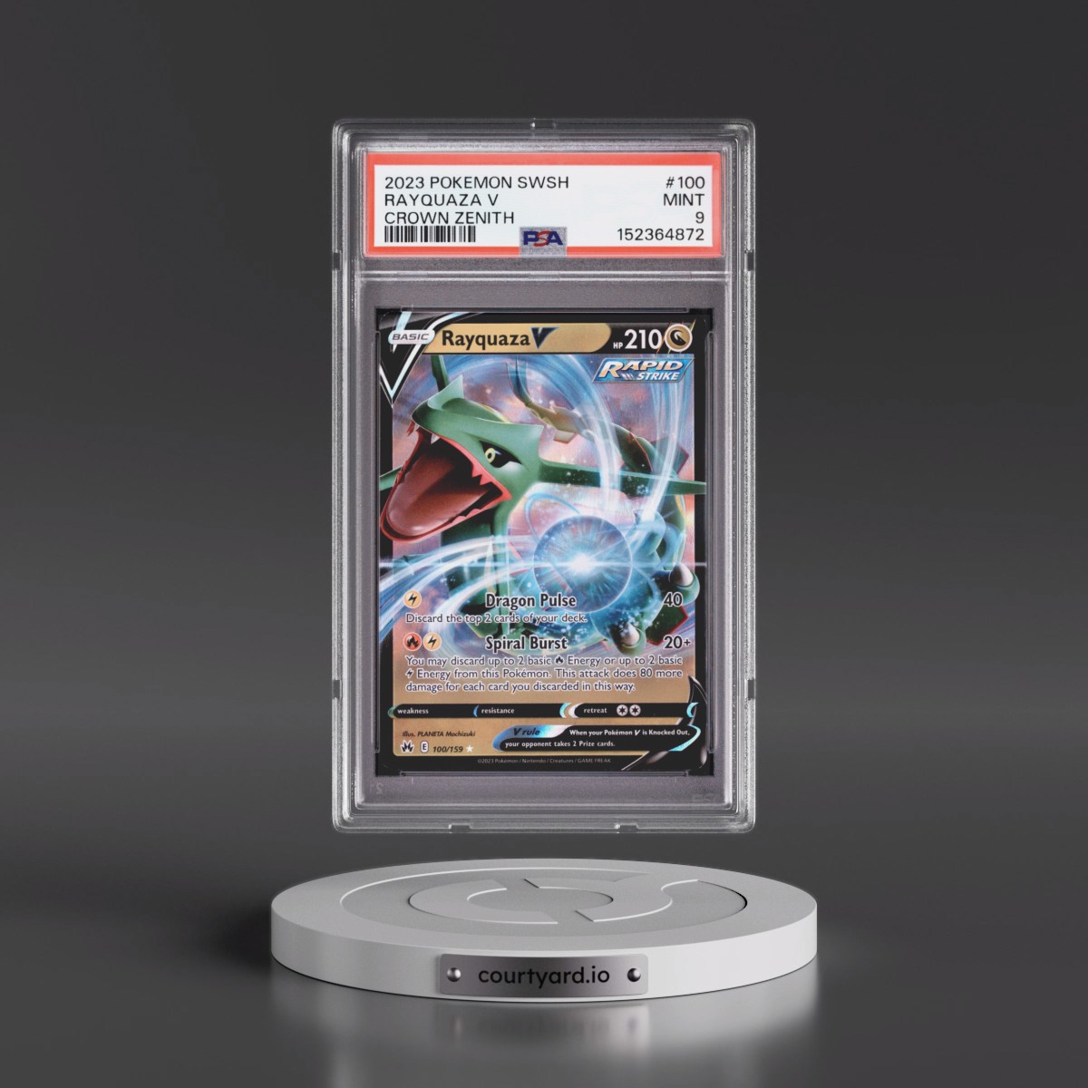 2023 Pokémon Sword and Shield Crown Zenith #100 Rayquaza V - Holo (PSA 9 MINT)