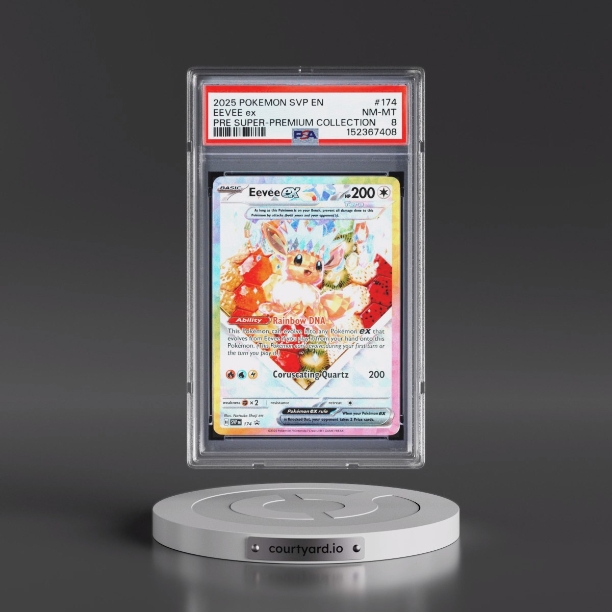 2025 Pokémon Svp EN-SV Black Star Promo #174 Eevee EX - Holo Prismatic Evolutions Super-Premium Collection (PSA 8 NM-MT)