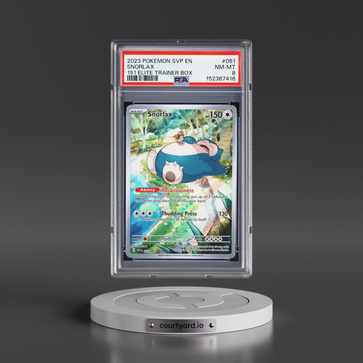 2023 Pokémon Svp EN-SV Black Star Promo #051 Snorlax - 151 Elite Trainer Box (PSA 8 NM-MT)