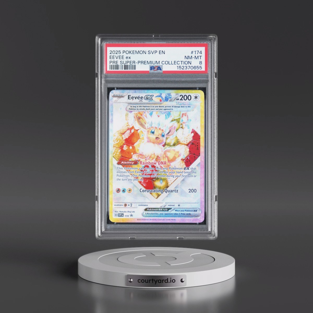 2025 Pokémon Svp EN-SV Black Star Promo #174 Eevee EX - Holo Prismatic Evolutions Super-Premium Collection (PSA 8 NM-MT)