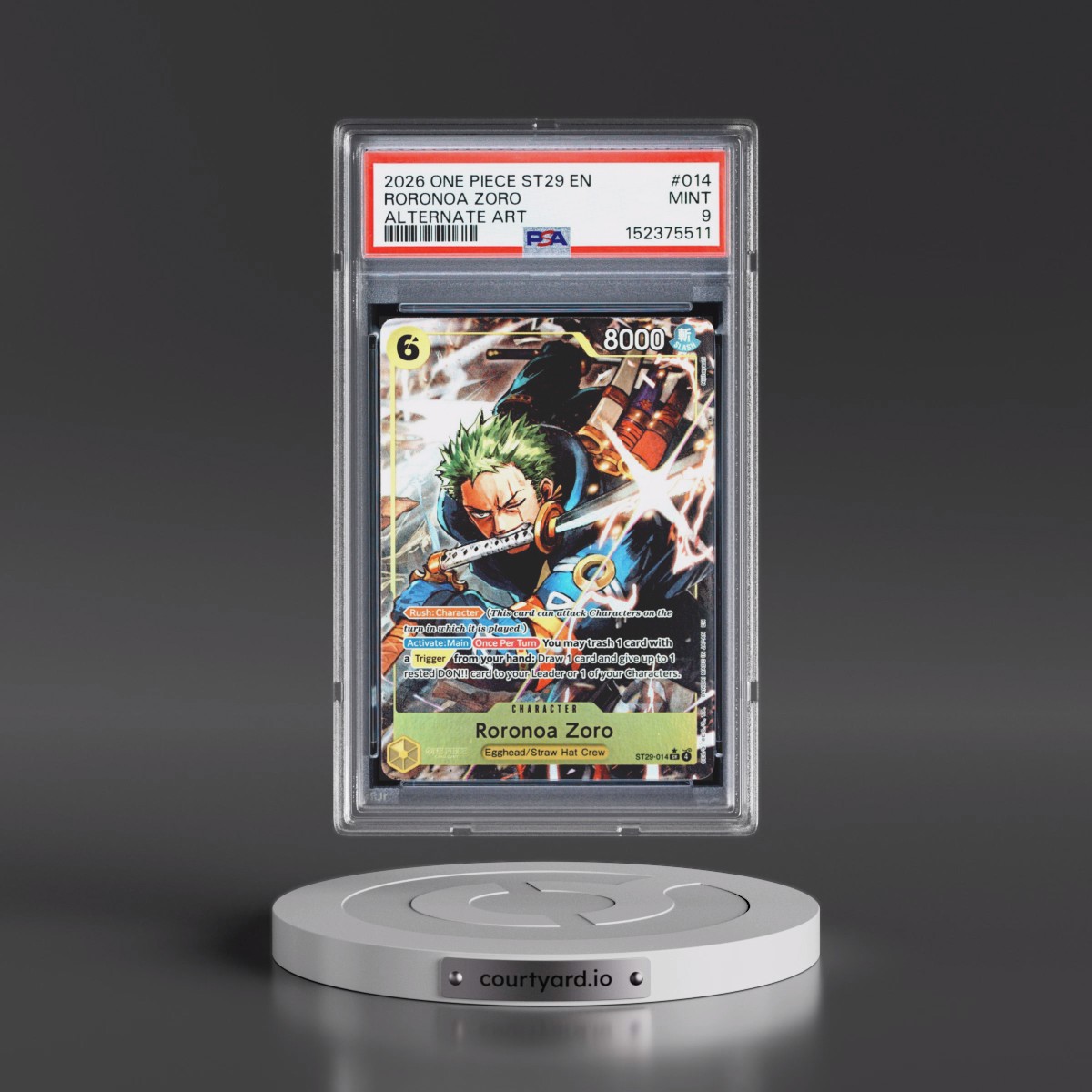 2026 One Piece Starter Deck ST29-Egghead #014 Roronoa Zoro - Alternate Art (PSA 9 MINT)