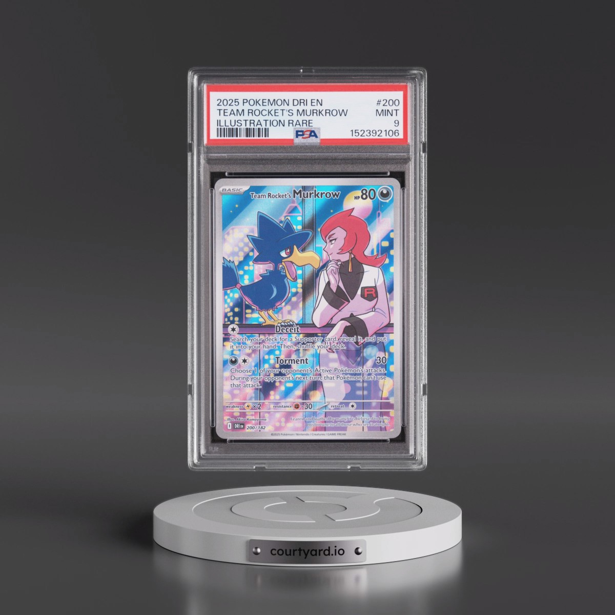 2025 Pokémon Dri EN-Destined Rivals #200 Team Rocket's Murkrow - Illustration Rare (PSA 9 MINT)