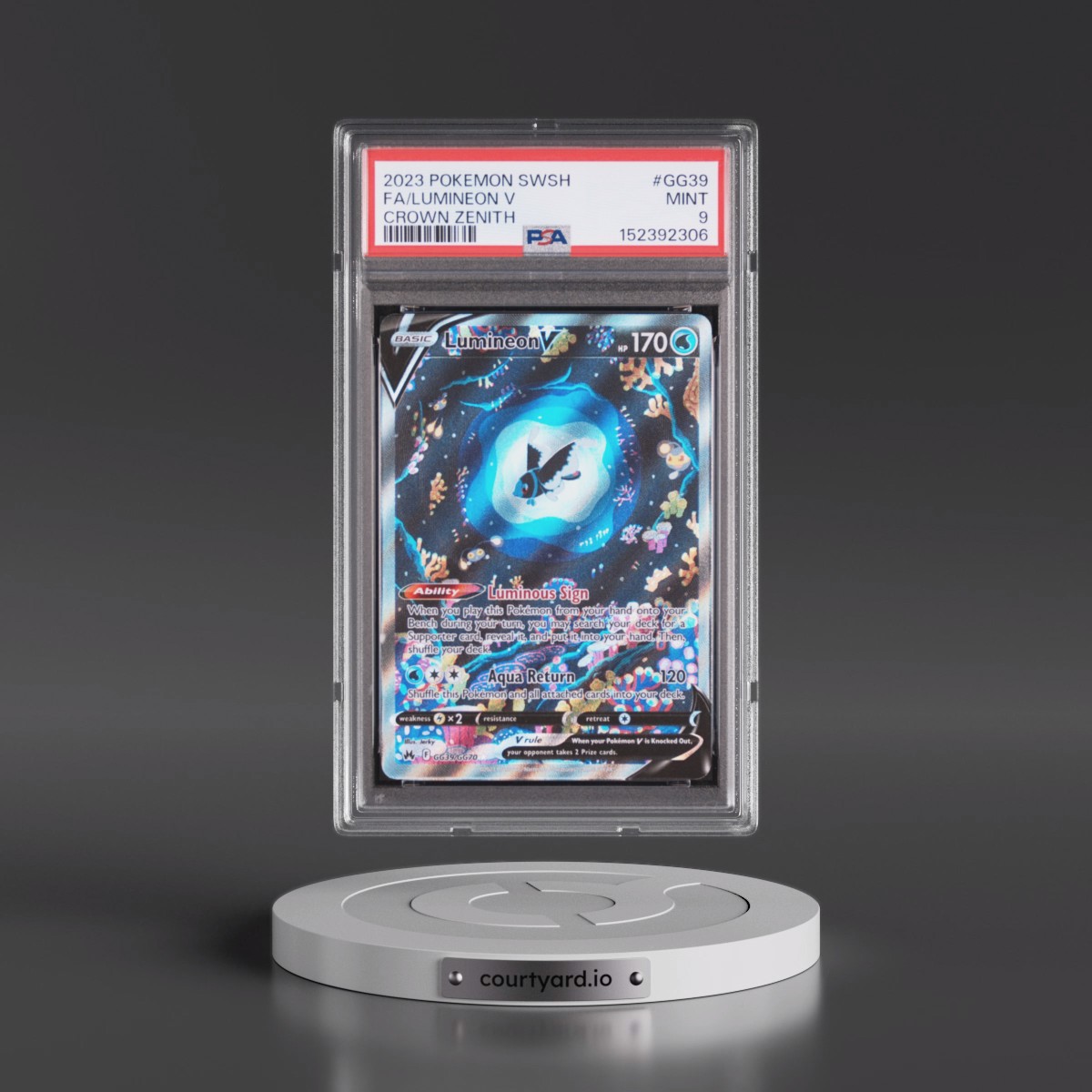 2023 Pokémon Sword and Shield Crown Zenith #GG39 Lumineon V - Holo Full Art (PSA 9 MINT)