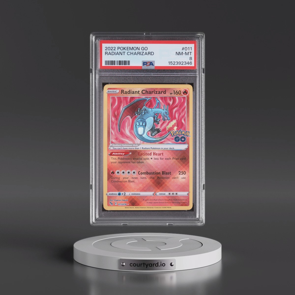 2022 Pokémon Go #011 Radiant Charizard - Holo (PSA 8 NM-MT)