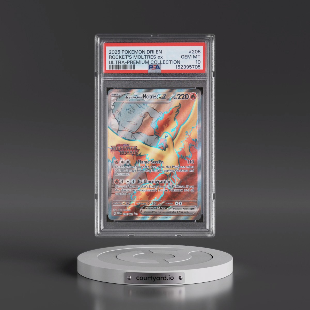 2025 Pokémon Dri EN-Destined Rivals #208 Team Rocket's Moltres EX - Holo Team Rocket's Moltres EX Ultra-Premium Collection (PSA 10 GEM MINT)