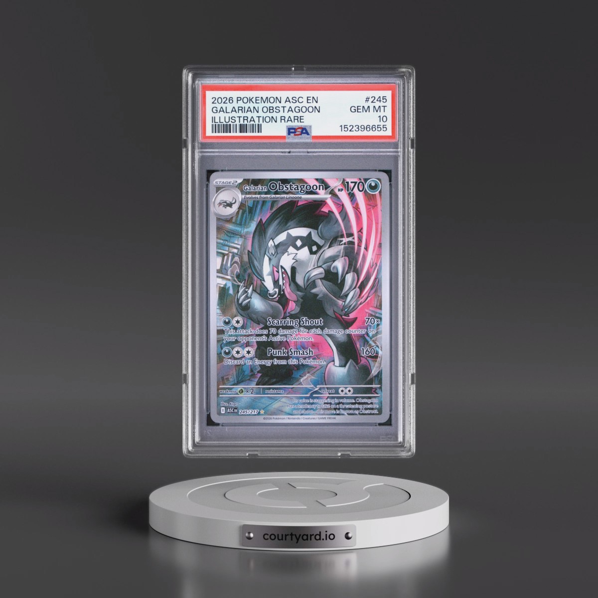 2026 Pokémon Asc EN-Ascended Heroes #245 Galarian Obstagoon - Illustration Rare (PSA 10 GEM MINT)