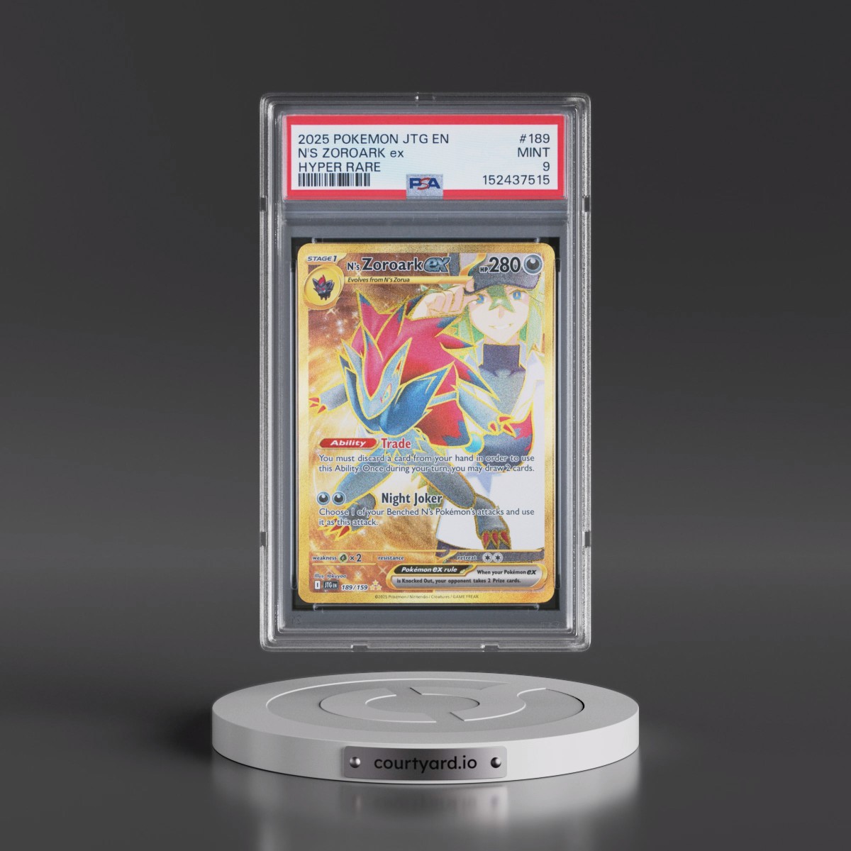 2025 Pokémon Jtg EN-Journey Together #189 N's Zoroark EX - Holo Hyper Rare (PSA 9 MINT)