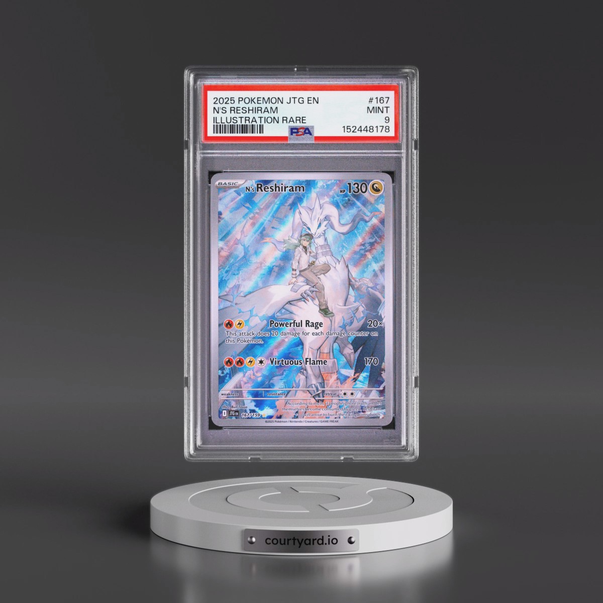 2025 Pokémon Jtg EN-Journey Together #167 N's Reshiram - Illustration Rare (PSA 9 MINT)