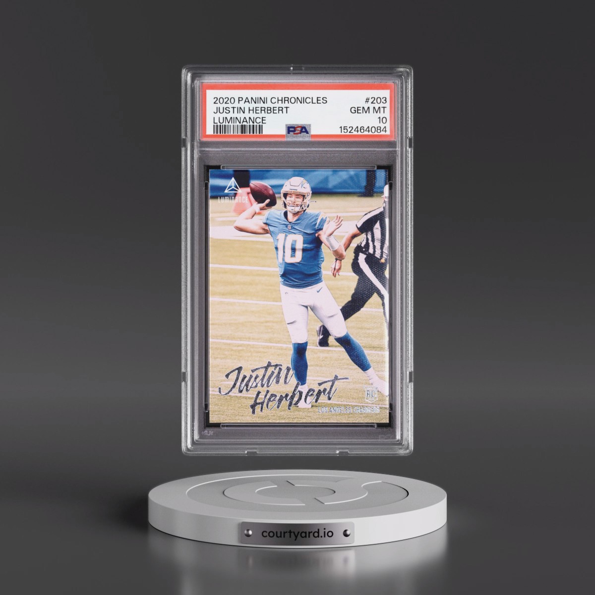 2020 Panini Chronicles Luminance #203 Justin Herbert (PSA 10 GEM MINT)