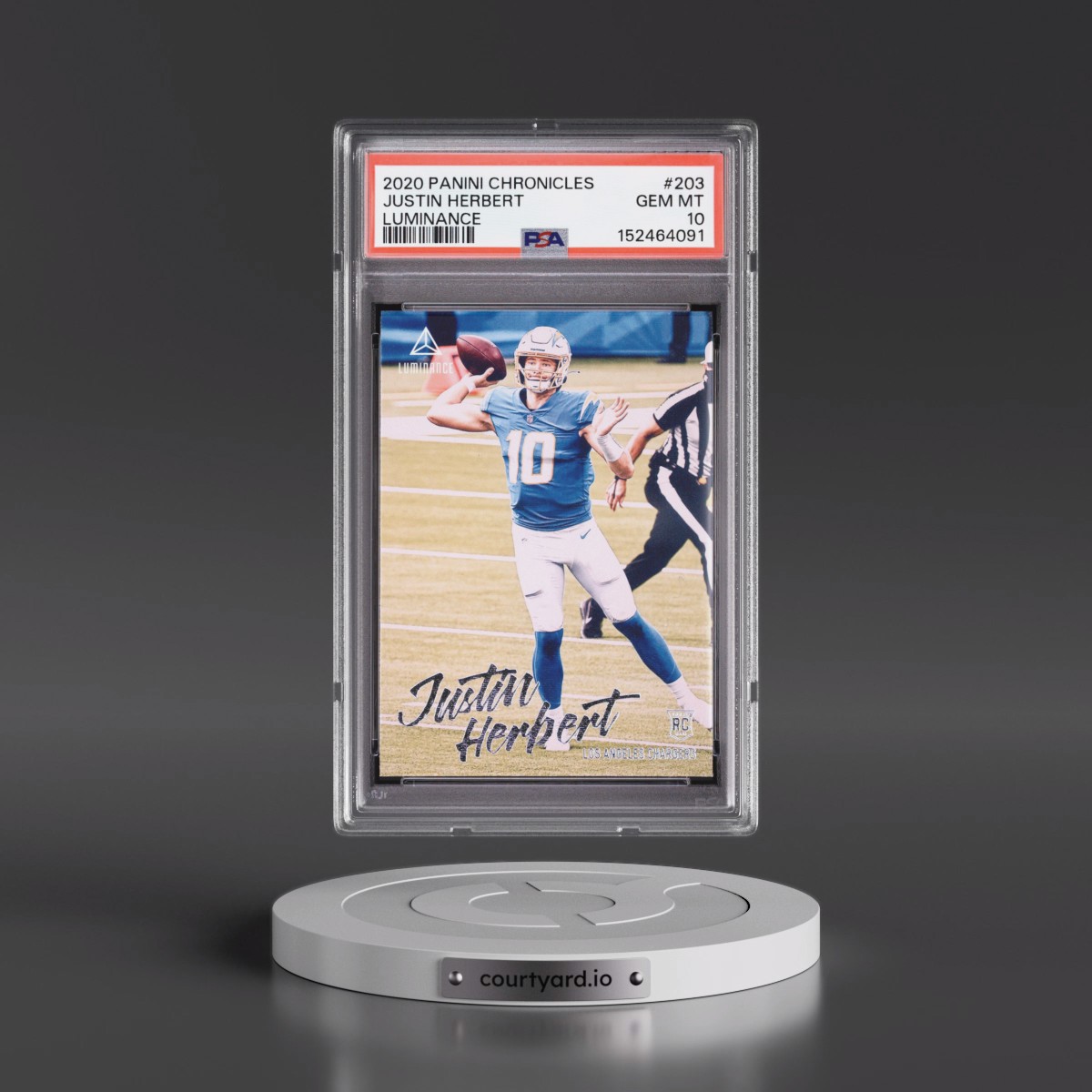 2020 Panini Chronicles Luminance #203 Justin Herbert (PSA 10 GEM MINT)