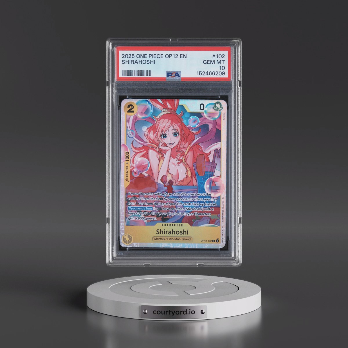 2025 One Piece OP12-Legacy of the Master #102 Shirahoshi (PSA 10 GEM MINT)
