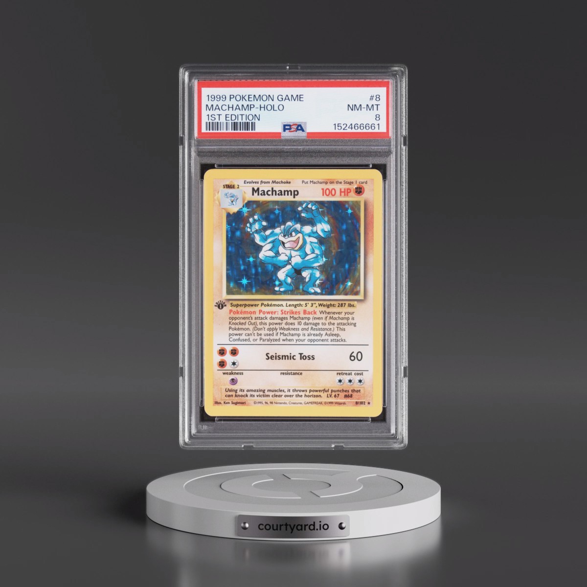 1999 Pokémon Game #8 Machamp - 1st Edition Holo (PSA 8 NM-MT)