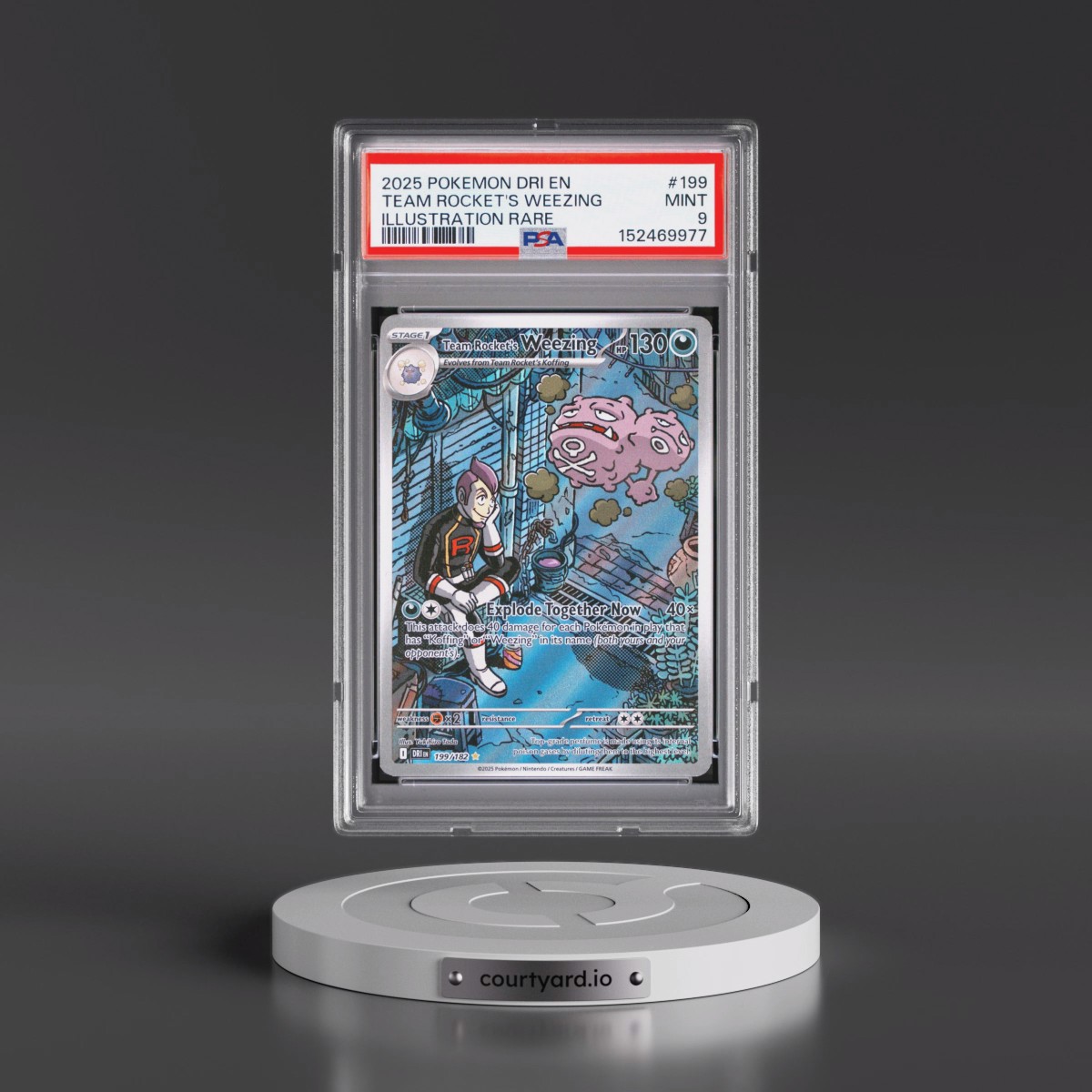 2025 Pokémon Dri EN-Destined Rivals #199 Team Rocket's Weezing - Illustration Rare (PSA 9 MINT)