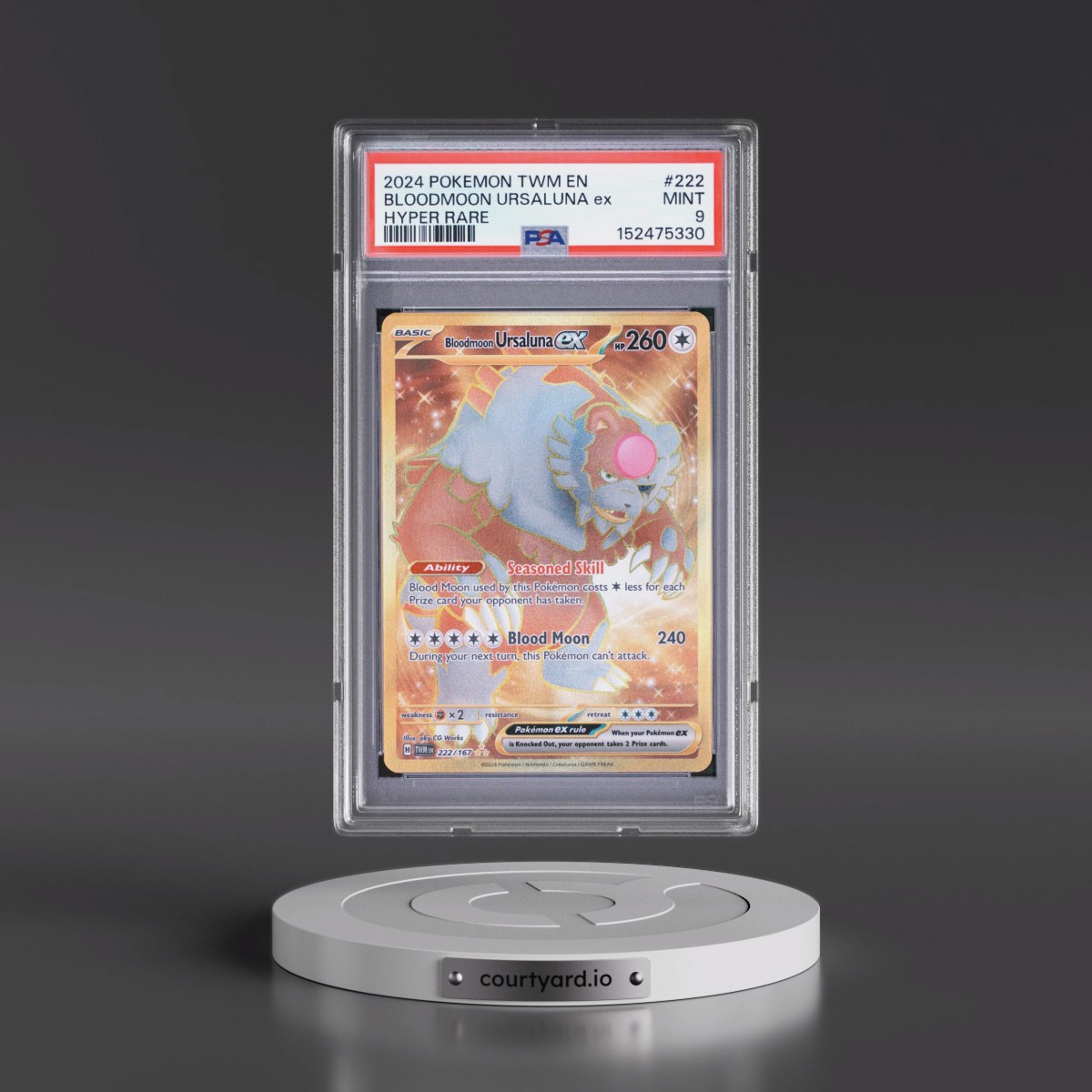 2024 Pokémon Twm EN-Twilight Masquerade #222 Bloodmoon Ursaluna EX - Holo Hyper Rare (PSA 9 MINT)