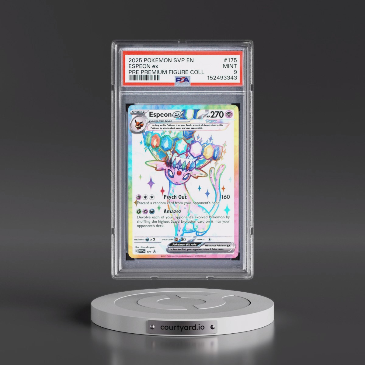 2025 Pokémon Svp EN-SV Black Star Promo #175 Espeon EX - Holo Prismatic Evolutions Premium Figure Collection (PSA 9 MINT)