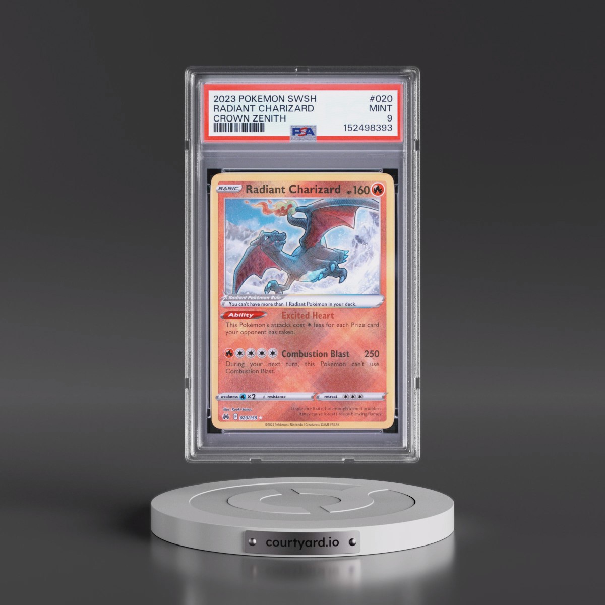 2023 Pokémon Sword and Shield Crown Zenith #020 Radiant Charizard - Holo (PSA 9 MINT)