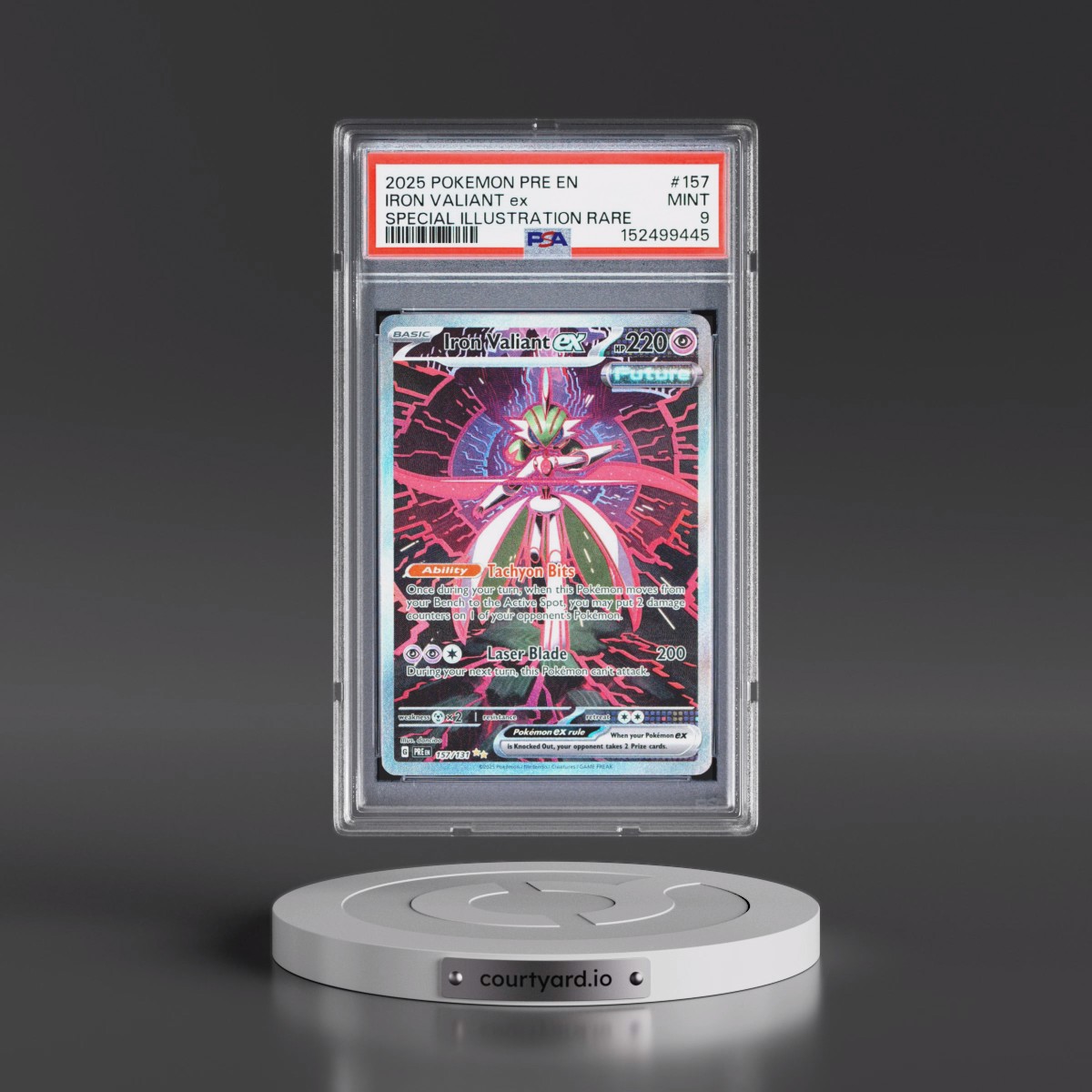 2025 Pokémon Pre EN-Prismatic Evolutions #157 Iron Valiant EX - Holo Special Illustration Rare (PSA 9 MINT)