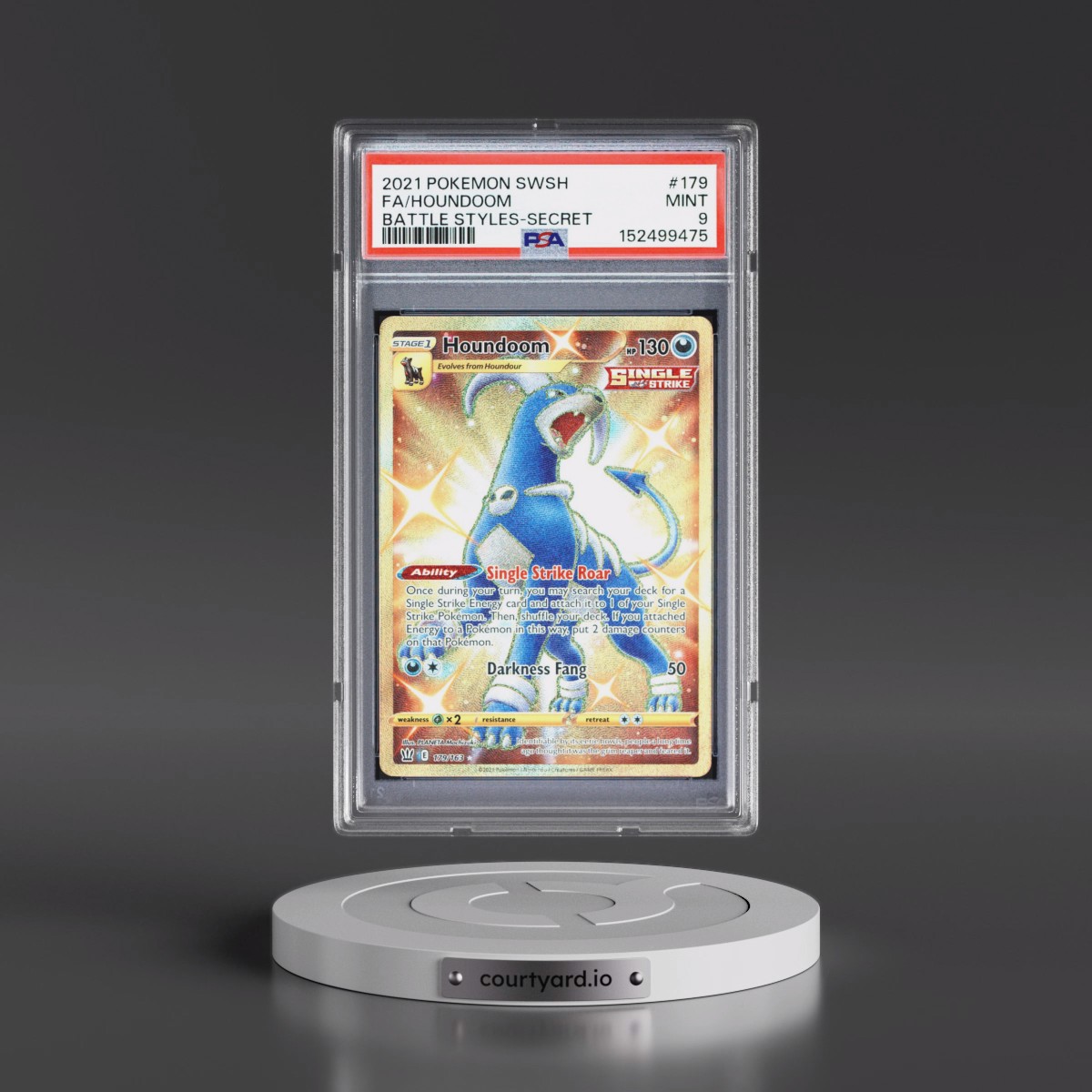 2021 Pokémon Sword & Shield Battle Styles #179 Houndoom - Full Art Secret (PSA 9 MINT)