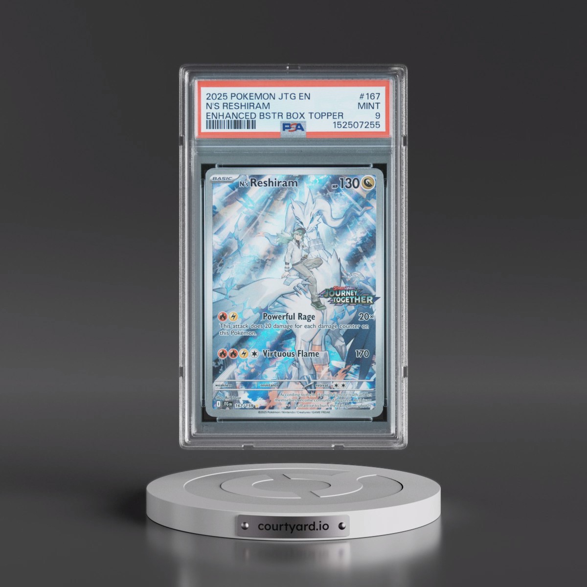 2025 Pokémon Jtg EN-Journey Together #167 N's Reshiram - Enhanced Booster Box Topper (PSA 9 MINT)