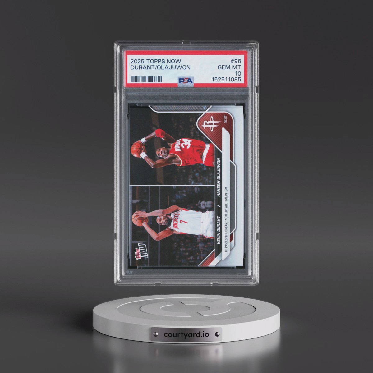 2025 Topps Now #96 Hakeem Olajuwon/Kevin Durant (PSA 10 GEM MINT)