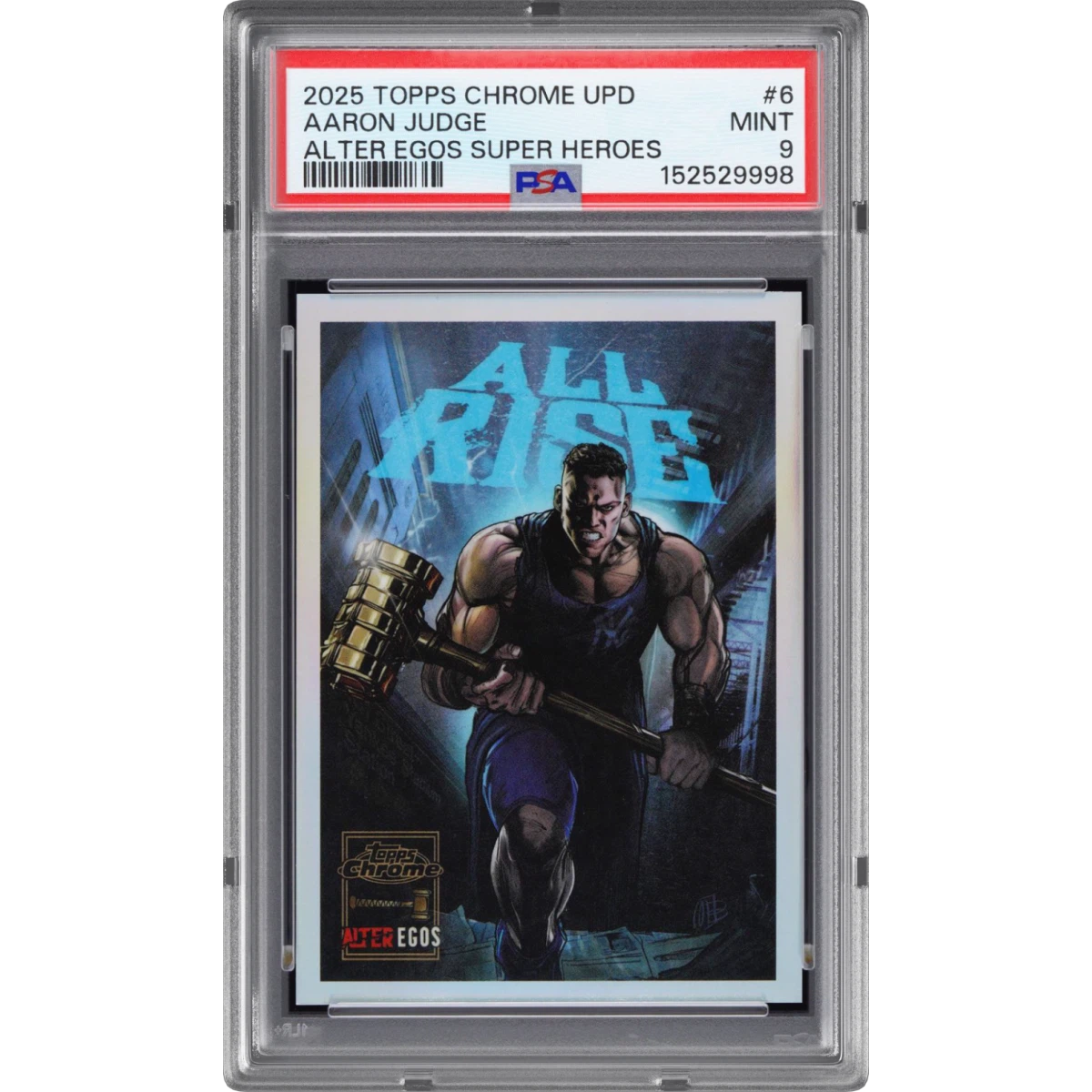 2025 Topps Chrome Update Alter Egos Super Heroes #6 Aaron Judge, PSA 9
