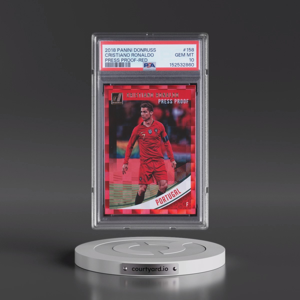 2018 Panini Donruss #158 Cristiano Ronaldo - Press Proof-Red (PSA 10 GEM MINT)