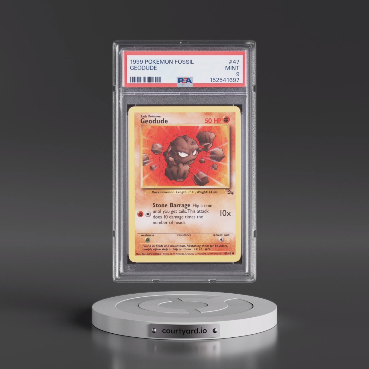 1999 Pokémon Fossil #47 Geodude (PSA 9 MINT)