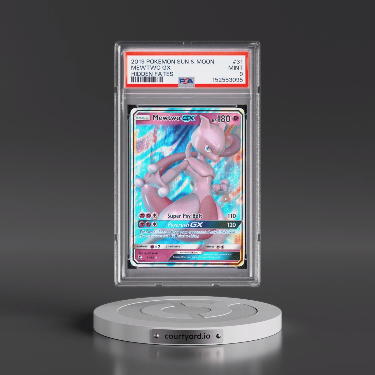 2019 Pokémon Sun & Moon Hidden Fates #31 Mewtwo GX - Holo (PSA 9 MINT)