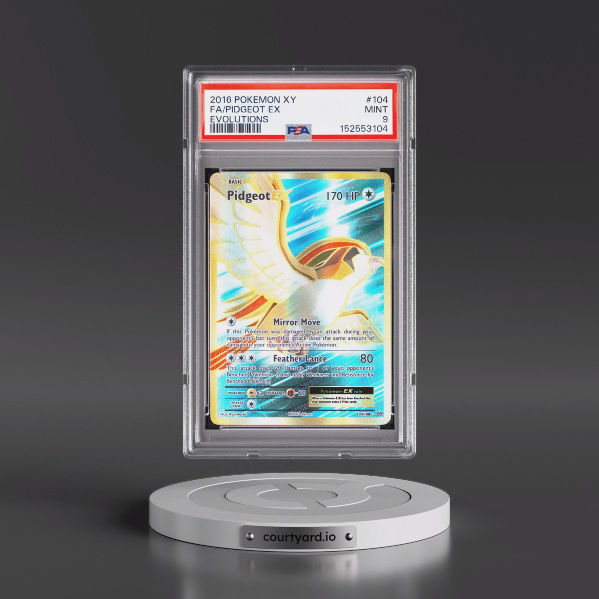 2016 Pokémon XY Evolutions #104 Pidgeot EX - Holo Full Art (PSA 9 MINT)