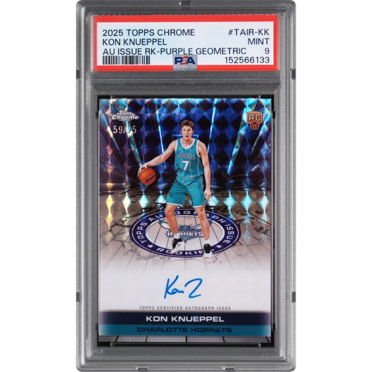 2025 Topps Chrome Autograph Issue Rookies #TAIR-KK Kon Knueppel - Purple Geometric (PSA 9 MINT)