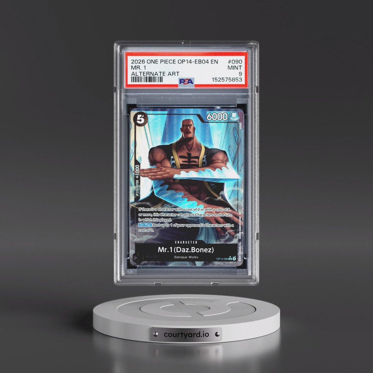 2026 One Piece OP14-EB04-the Azure Sea's Seven #090 Mr. 1 - Alternate Art (PSA 9 MINT)