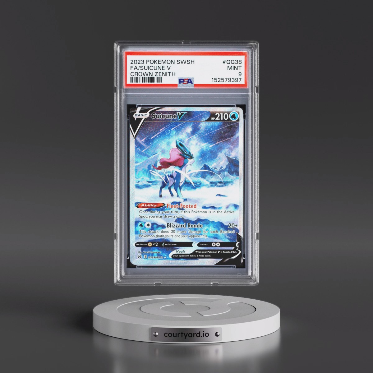 2023 Pokémon Sword and Shield Crown Zenith #GG38 Suicune V - Holo Full Art (PSA 9 MINT)