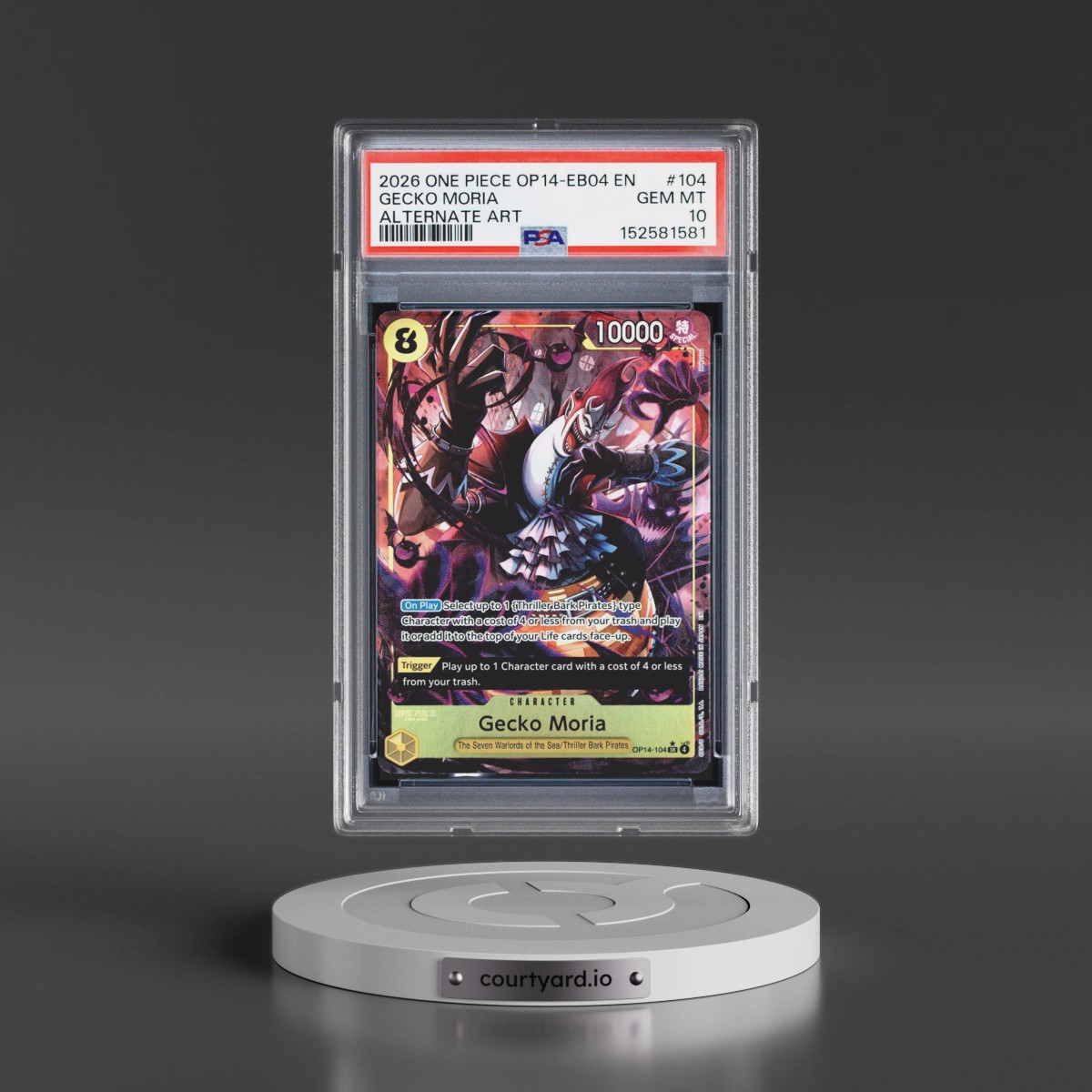 2026 One Piece OP14-EB04-the Azure Sea's Seven #104 Gecko Moria - Alternate Art (PSA 10 GEM MINT)