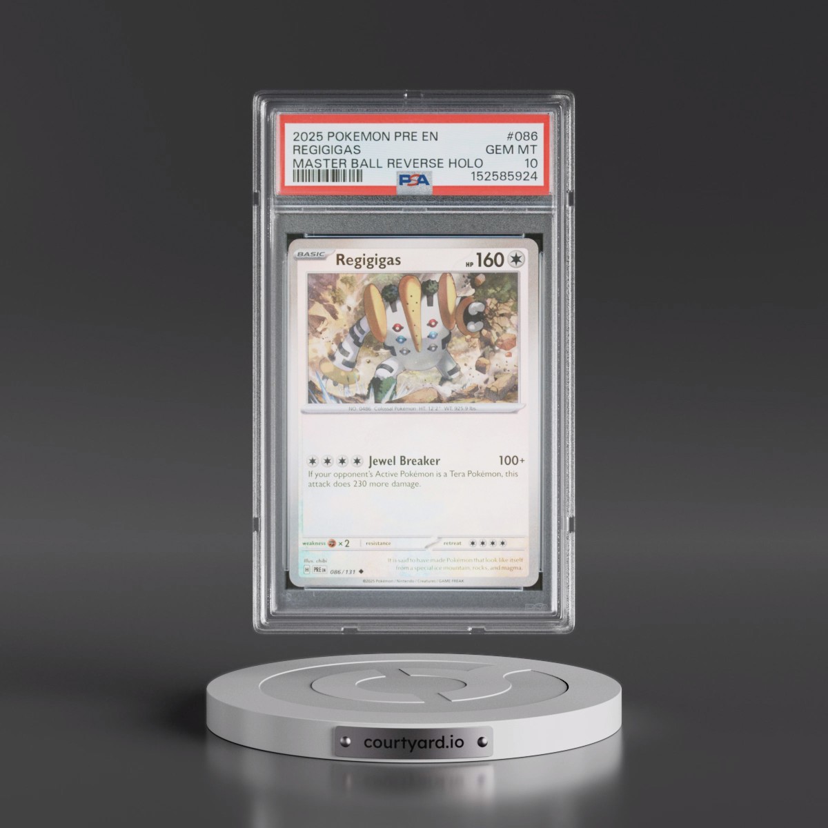 2025 Pokémon Pre EN-Prismatic Evolutions #086 Regigigas - Reverse Holo Master Ball (PSA 10 GEM MINT)