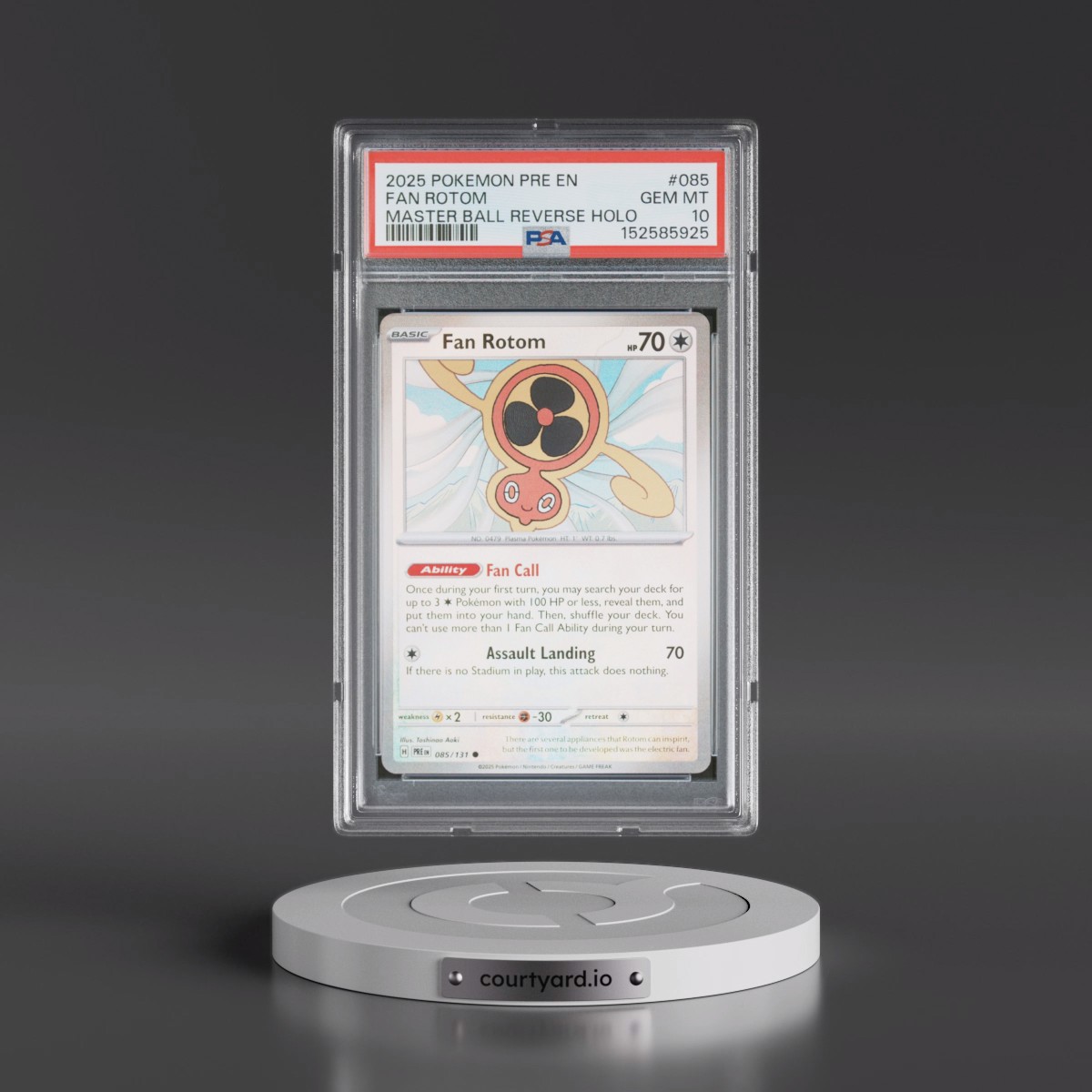 2025 Pokémon Pre EN-Prismatic Evolutions #085 Fan Rotom - Reverse Holo Master Ball (PSA 10 GEM MINT)